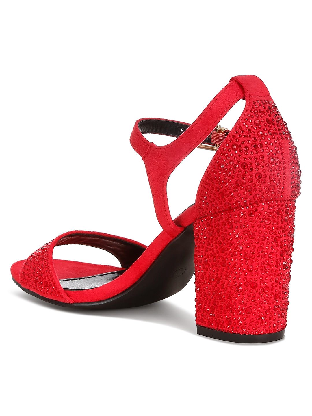 rhinestones embellished sandals#color_red