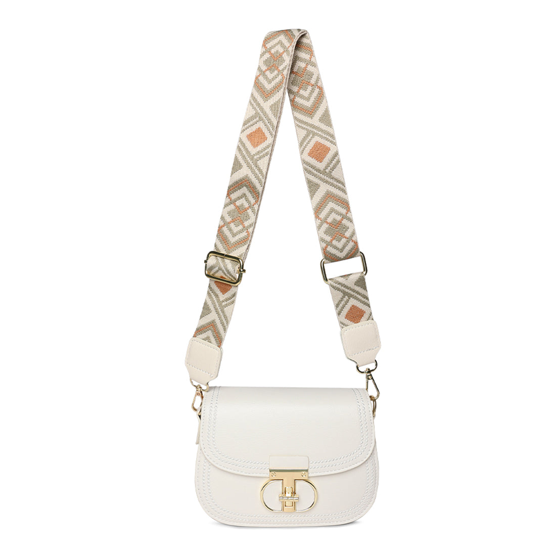 geometric strap shoulder bag#color_white