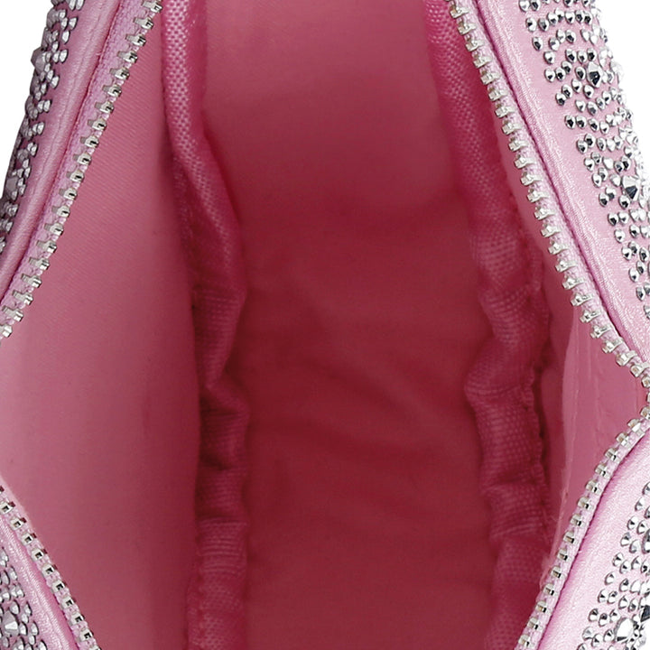 Rhinestone Embellished Triangle Bag In Pink