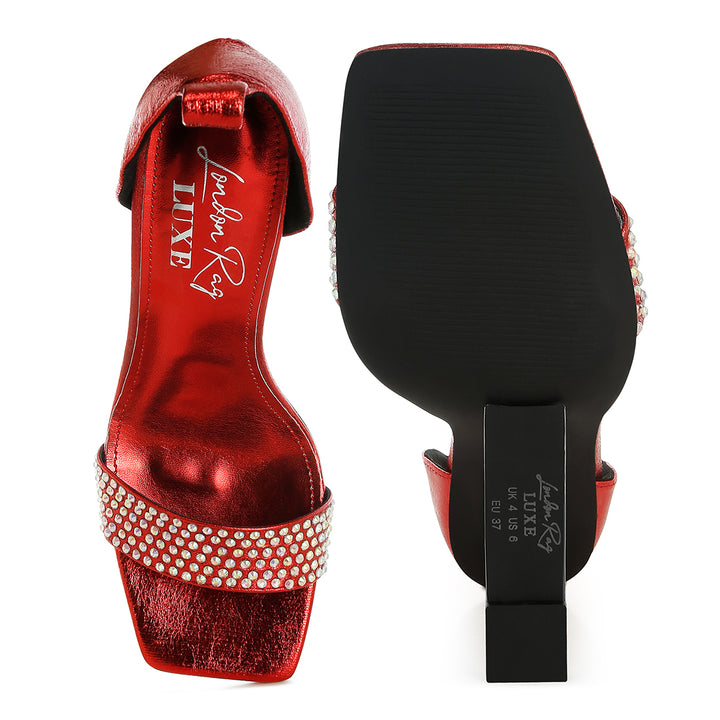 ab rhinestone studded lace-up fantasy heels#color_red