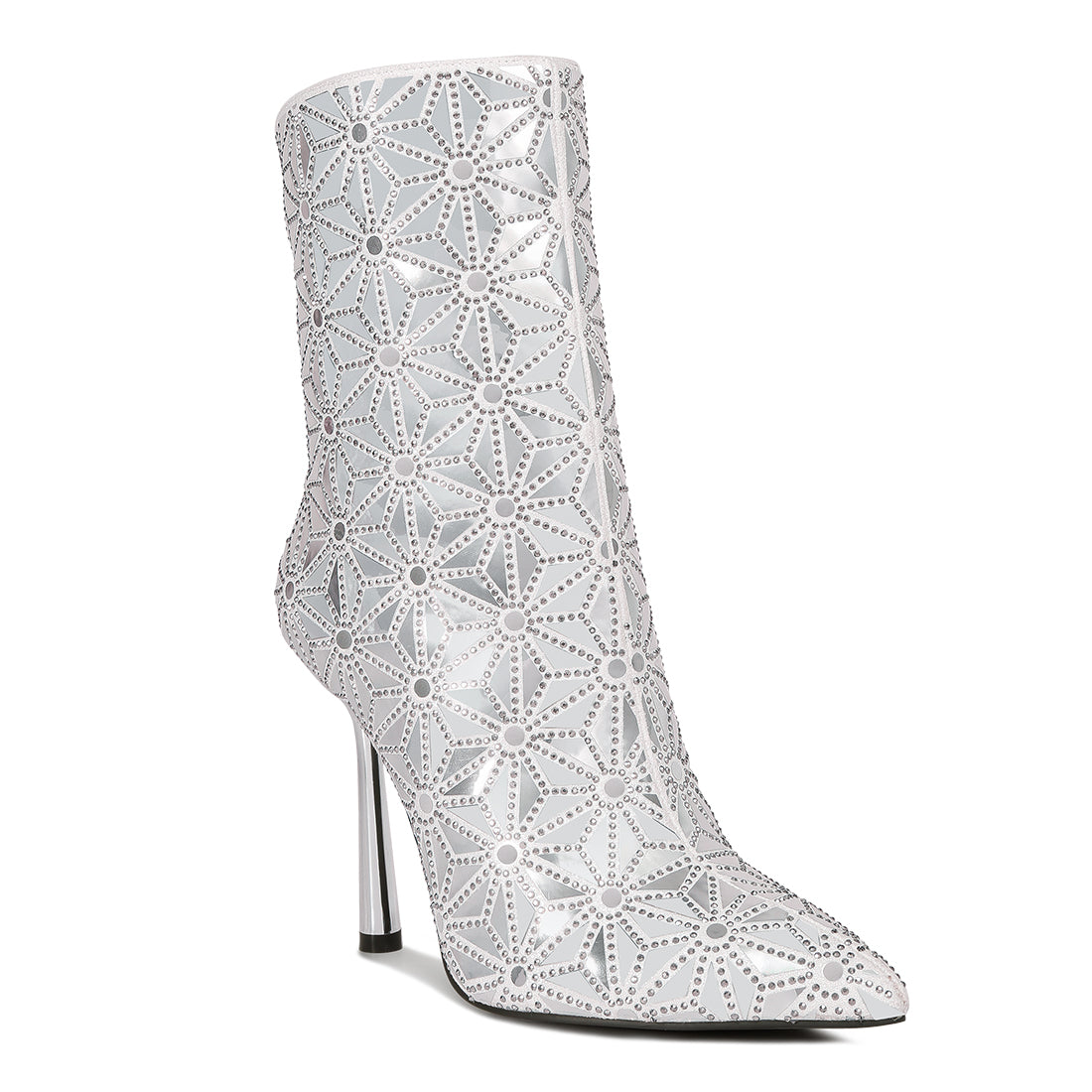 Mirror Embellished High Ankle Boots#color_silver