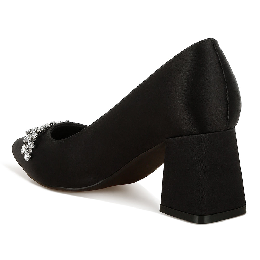 satin diamante embellished pumps#color_black