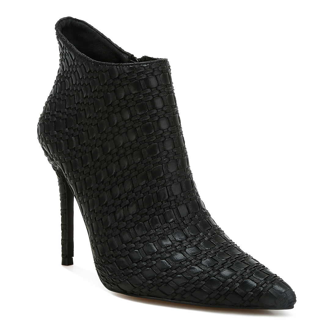 embossed concave cut ankle boots#color_black