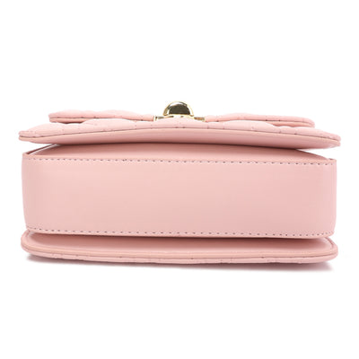 quilted metallic buckle cluch bag#color_pink