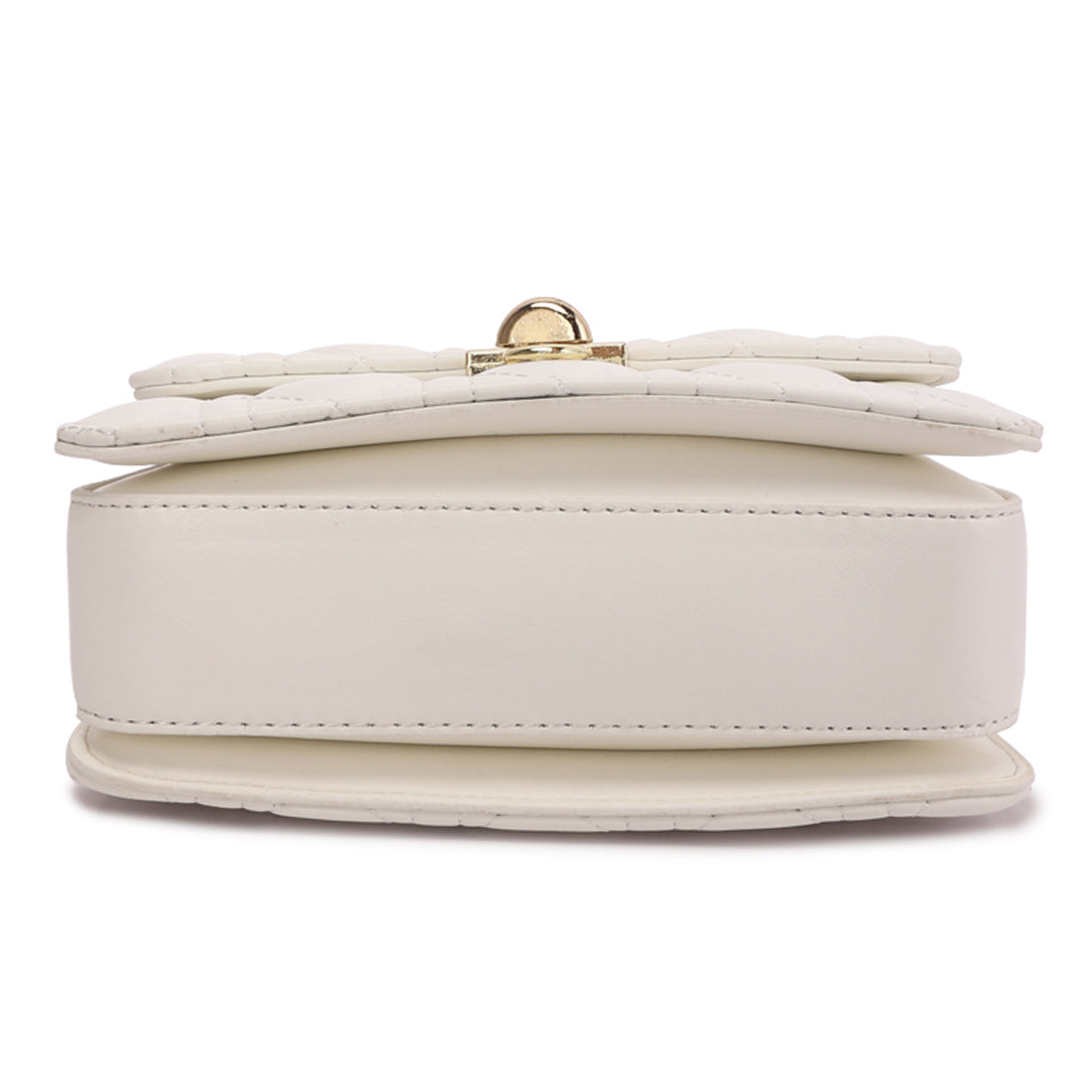 quilted metallic buckle cluch bag#color_white