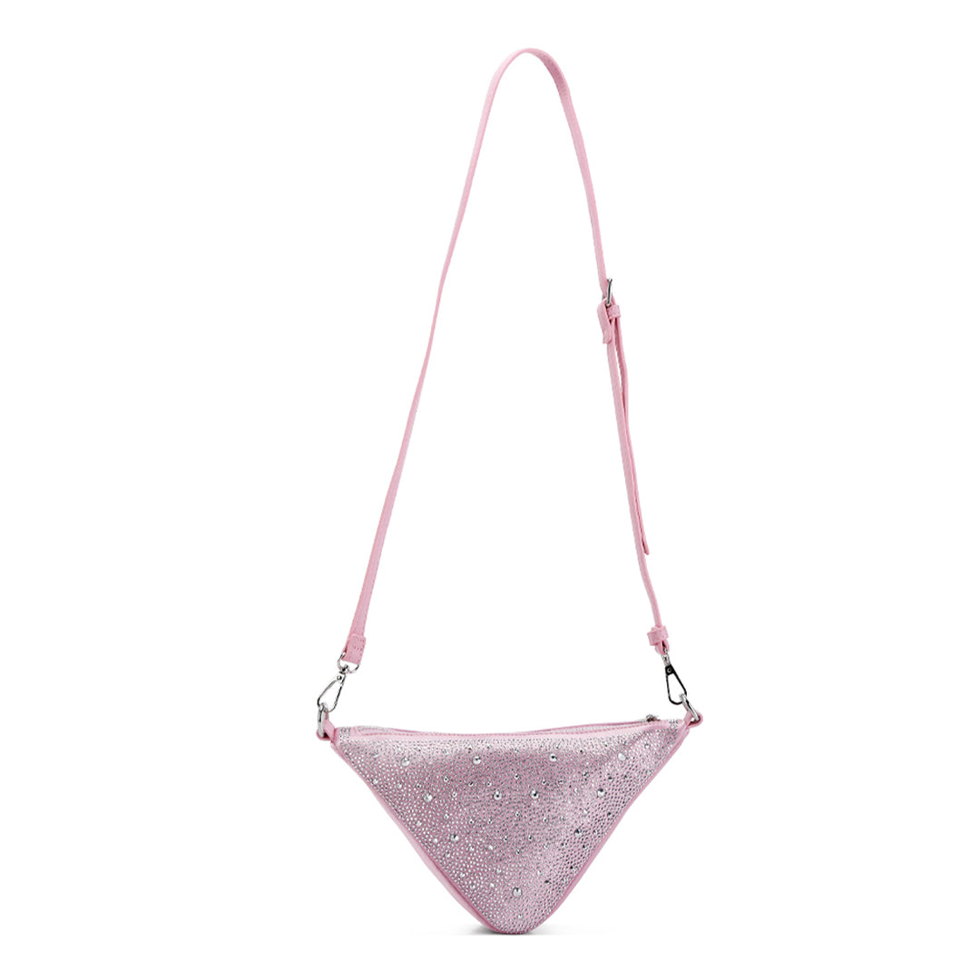 Rhinestone Embellished Triangle Bag In Pink