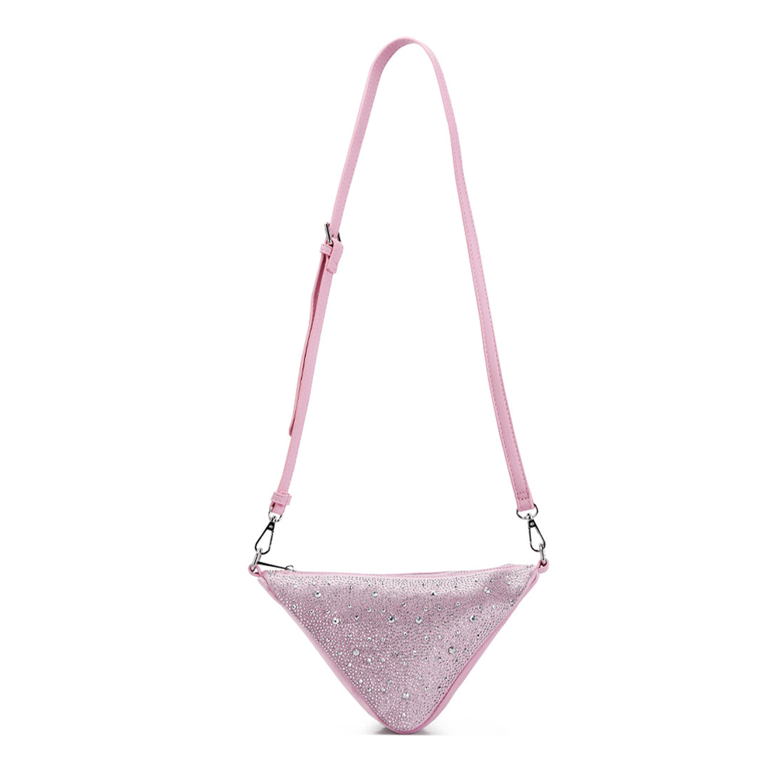 Rhinestone Embellished Triangle Bag In Pink