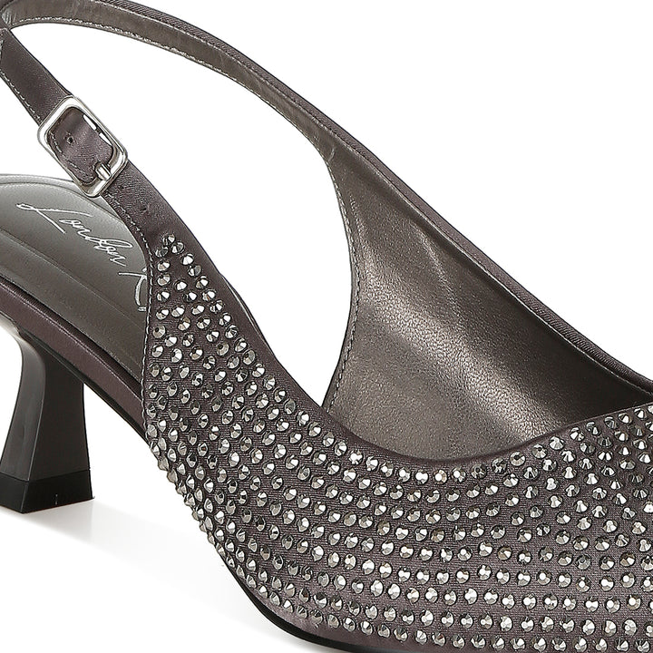 rhinestones embellished slingback sandals#color_pewter