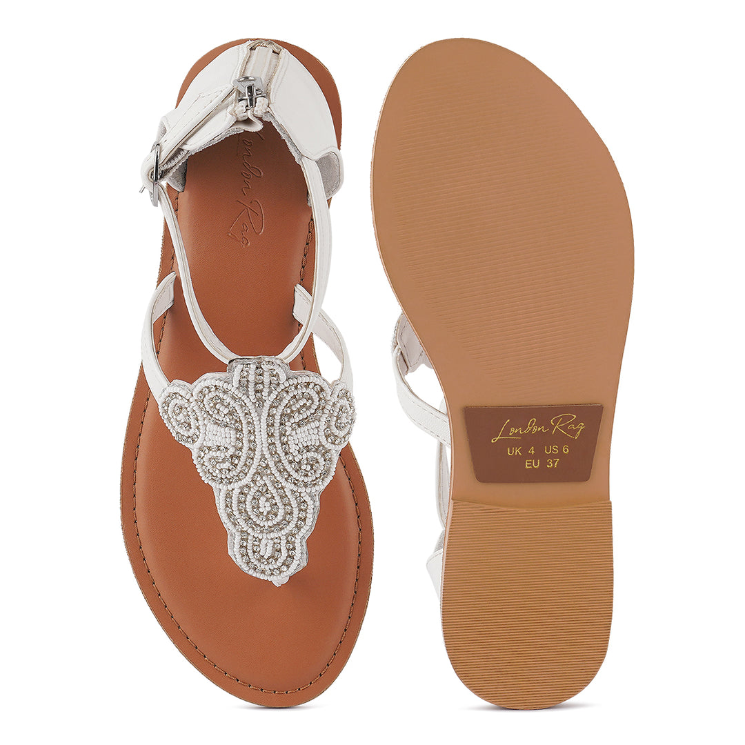 beads and rhinestones flat sandals#color_white