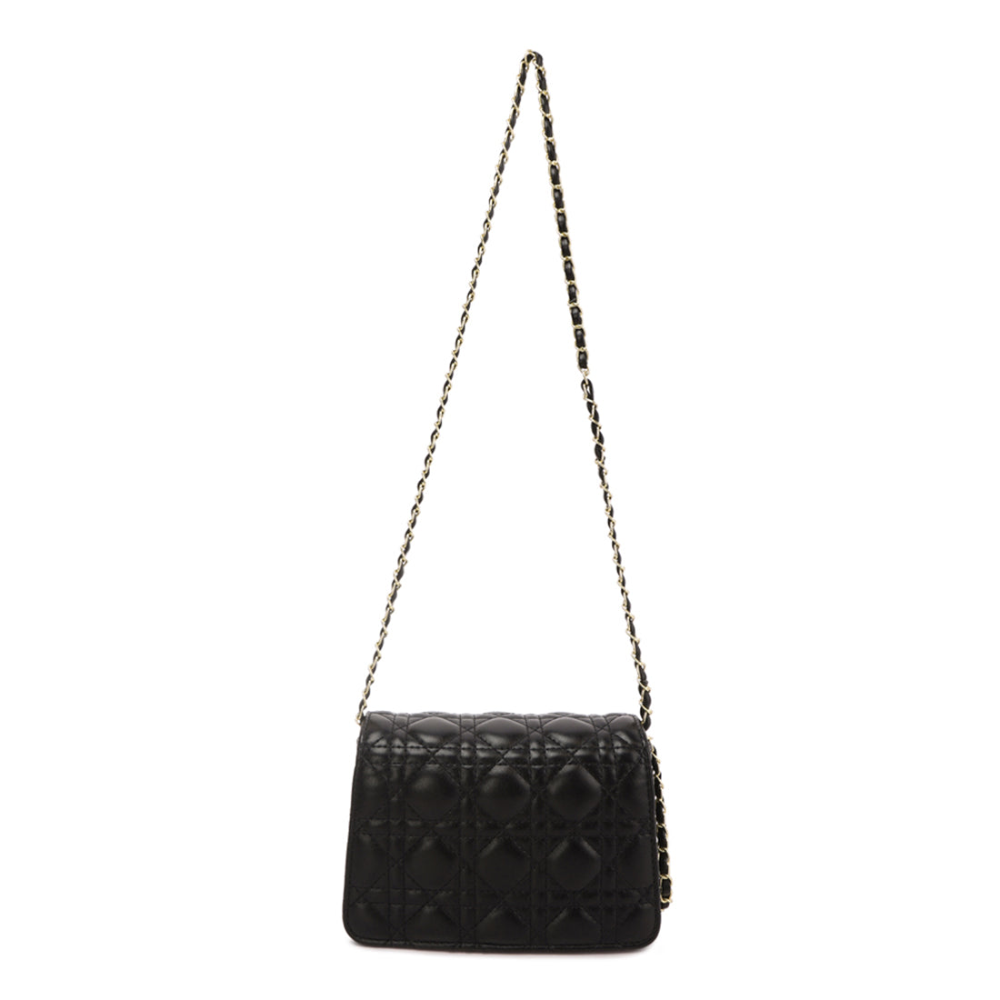 quilted metallic buckle cluch bag#color_black
