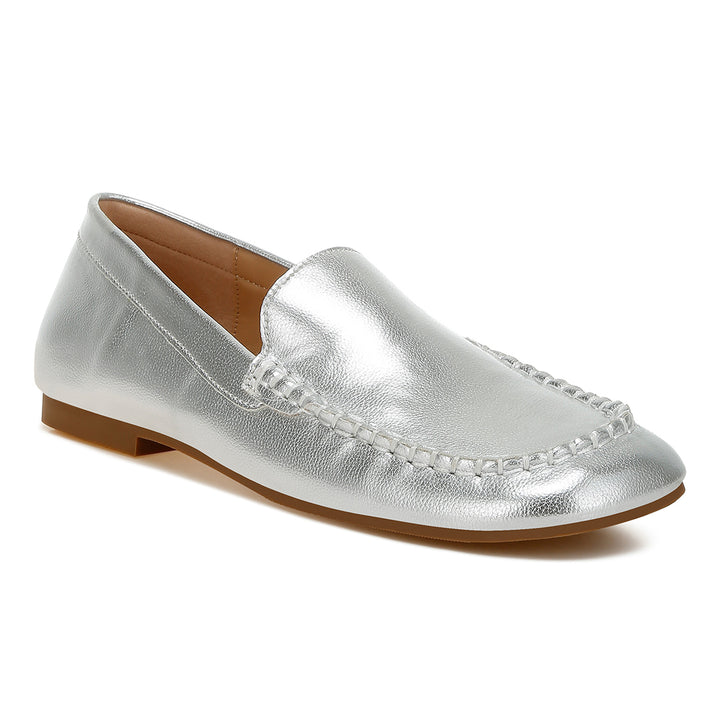 metallic pleather loafers
#color_silver