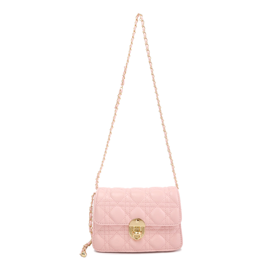 quilted metallic buckle cluch bag#color_pink