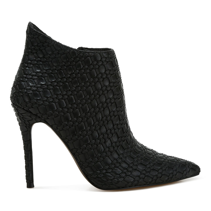 embossed concave cut ankle boots#color_black