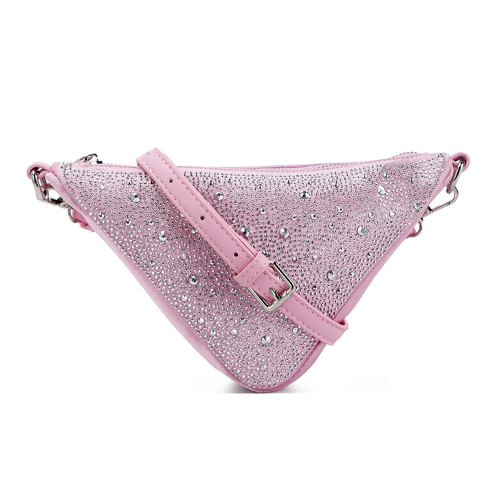 Rhinestone Embellished Triangle Bag In Pink