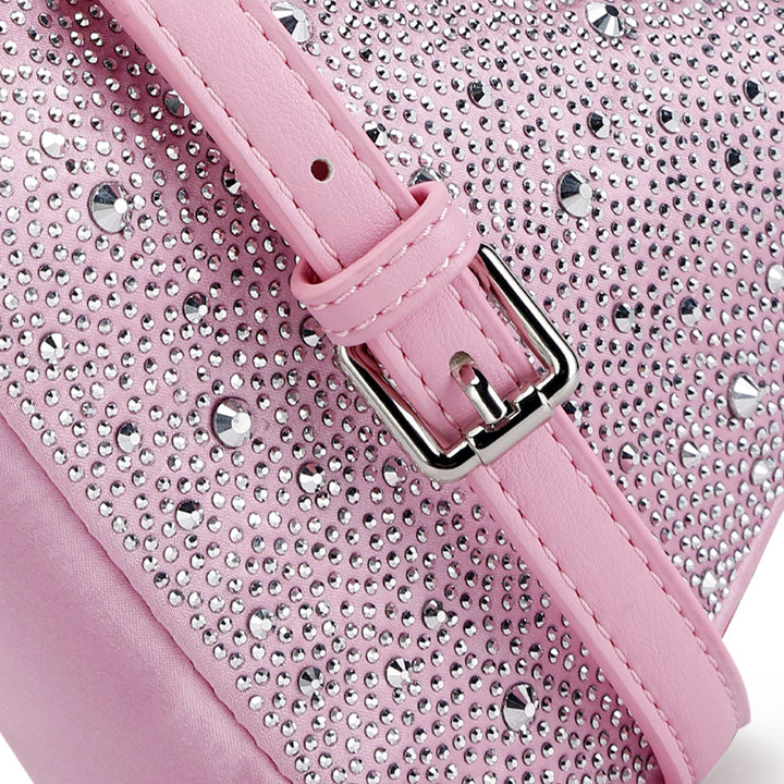 Rhinestone Embellished Triangle Bag In Pink