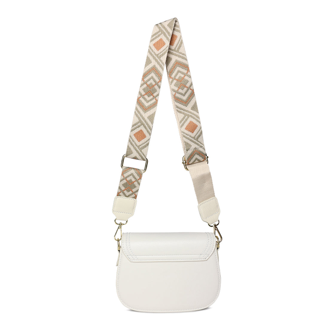 geometric strap shoulder bag#color_white