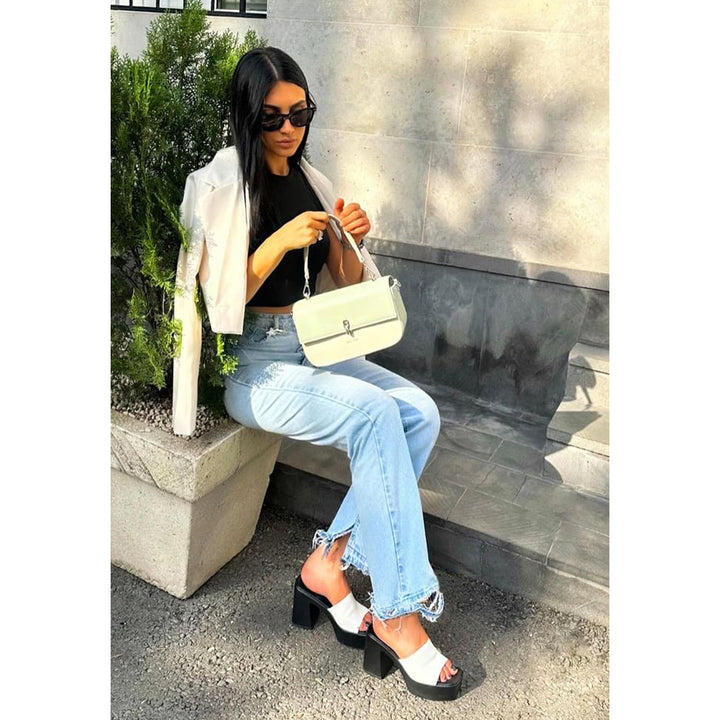 slip on block heel sandals#color_white