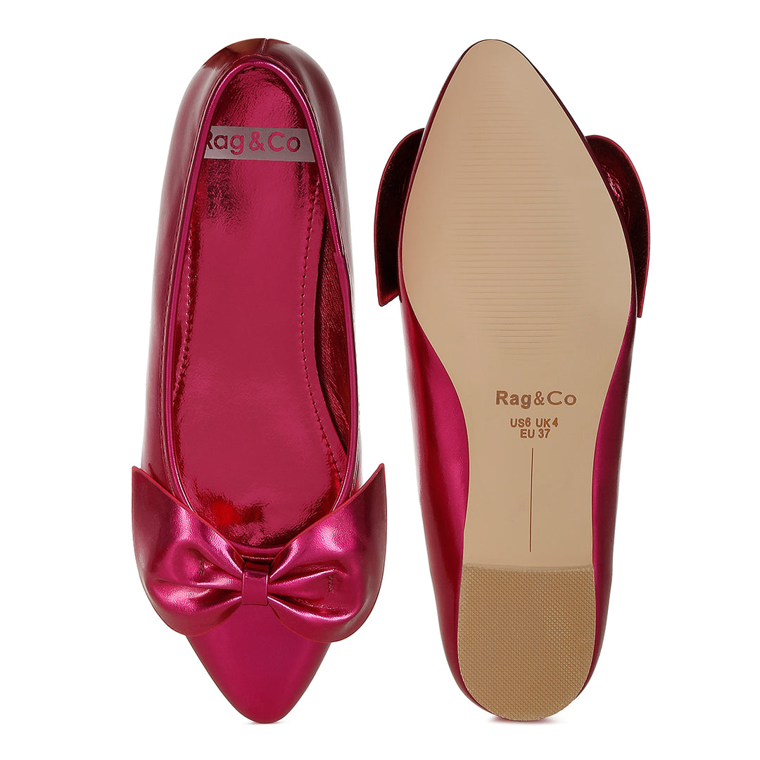 metallic pleather bow ballerinas
#color_fusia