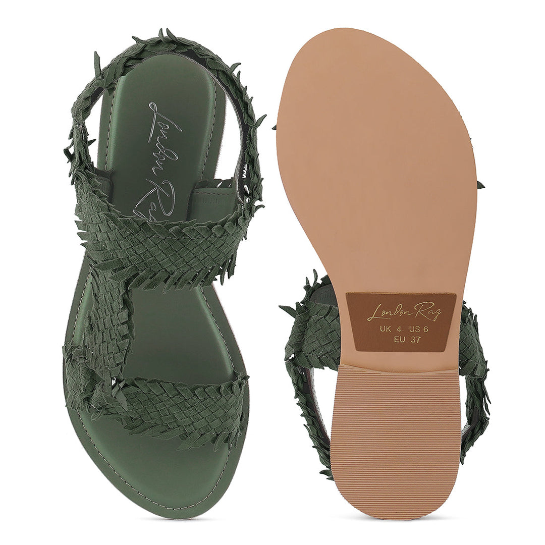 woven flat sandals#color_olive-green