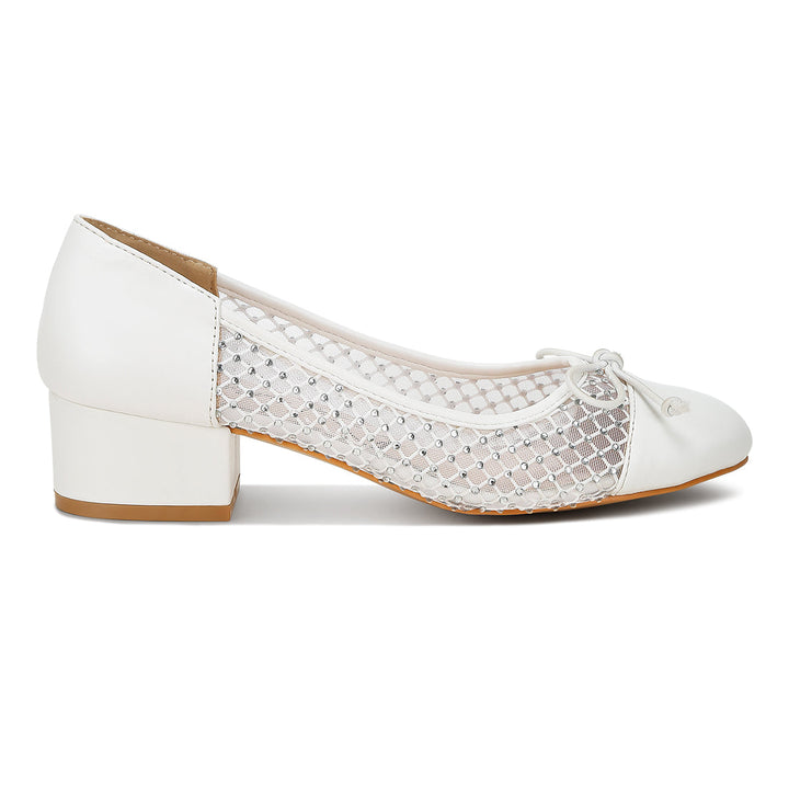 mesh ballerina pumps#color_white