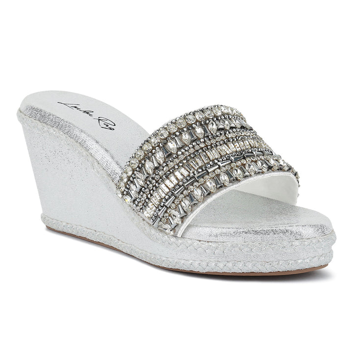 diamante embellished wedge sandals#color_silver