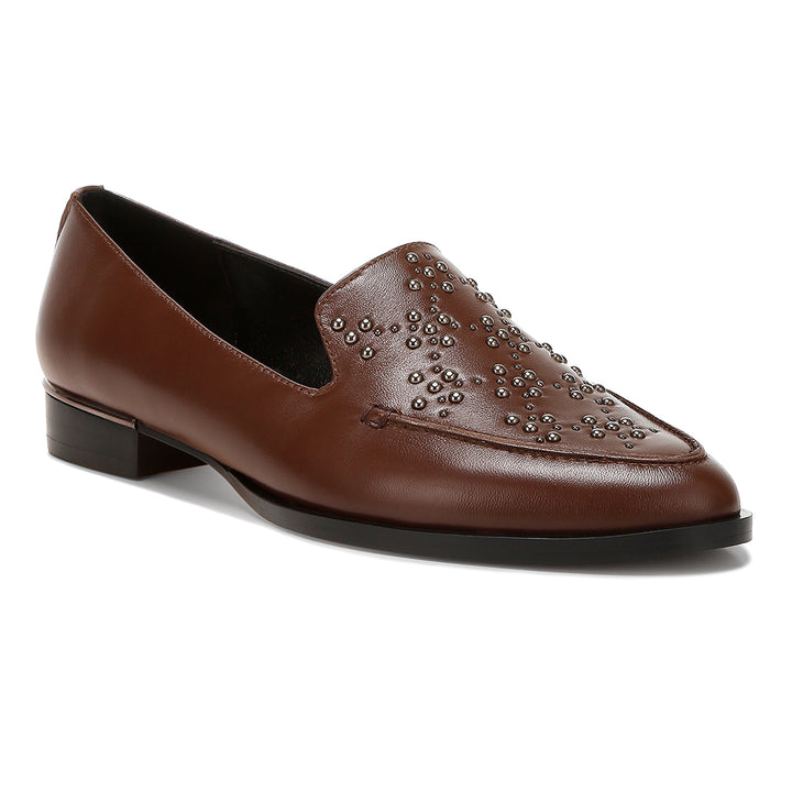 studded genuine leather loafers
#color_brown