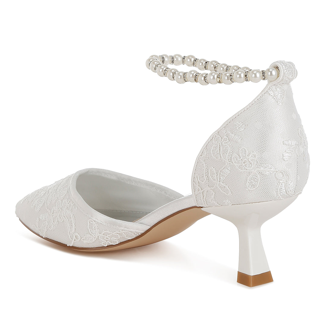 lace kitten heel sandals#color_white
