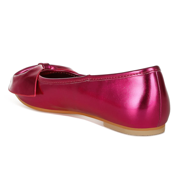 metallic pleather bow ballerinas
#color_fusia