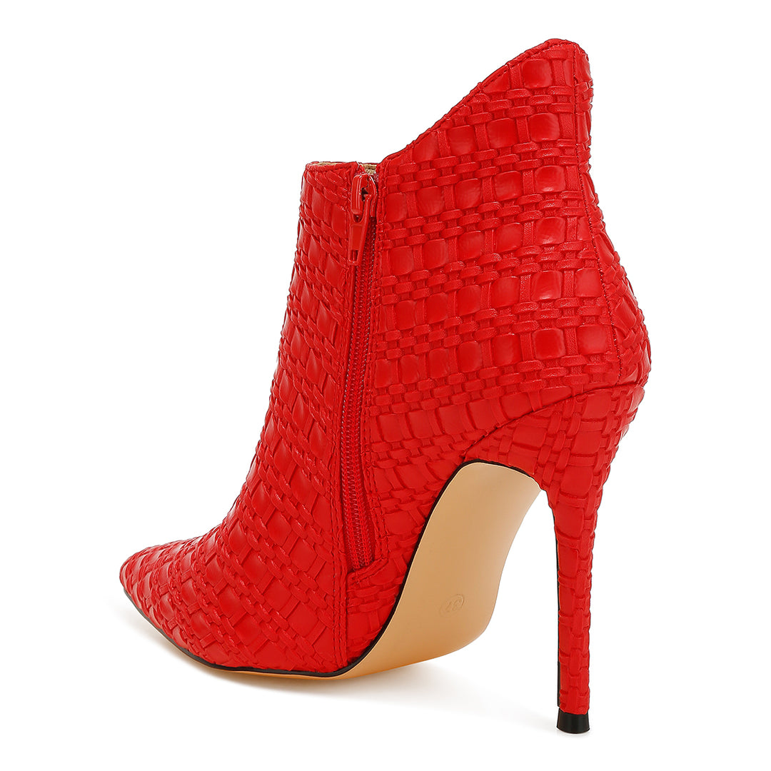 embossed concave cut ankle boots#color_red