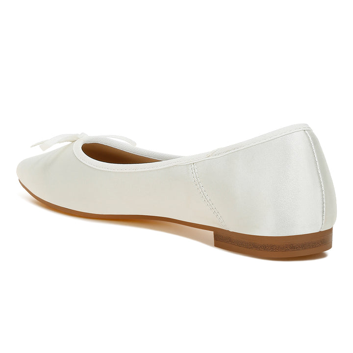 satin bow embellished ballerinas#color_white