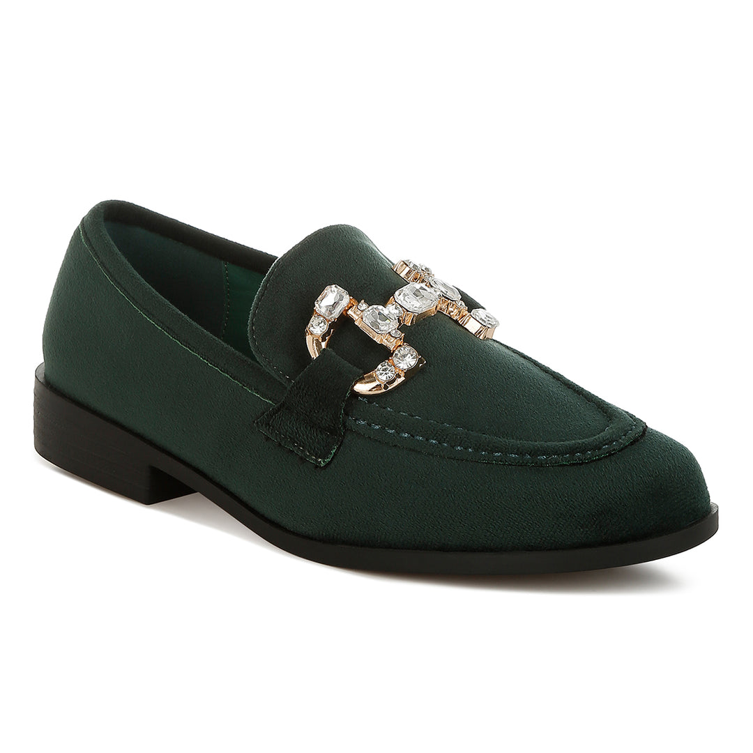 diamante embellished horsebit loafers#color_green