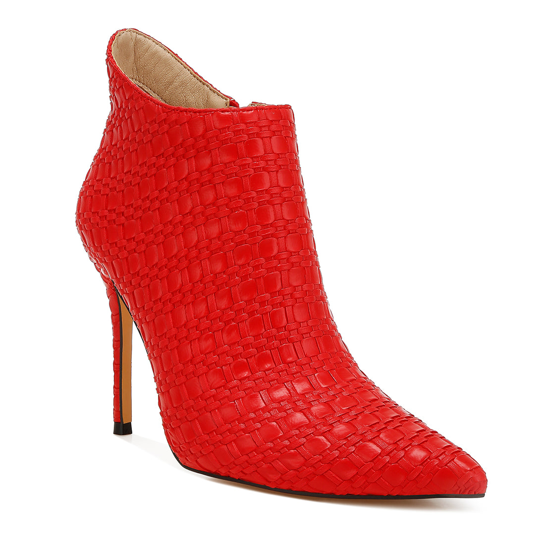 embossed concave cut ankle boots#color_red