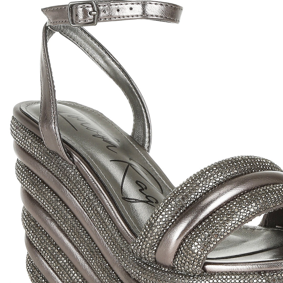 rhinestone studded wedge sandals#color_pewter