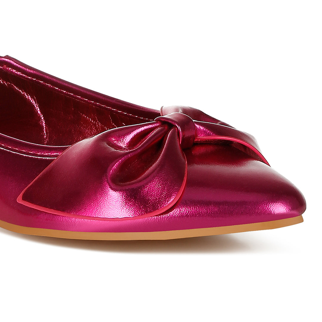 metallic pleather bow ballerinas
#color_fusia