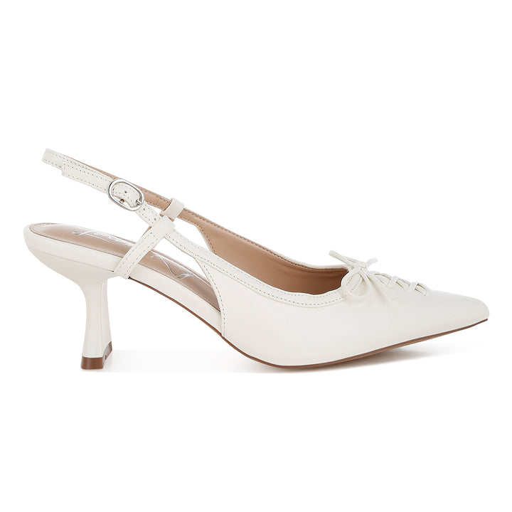 women kitten heel pointy slingbacks#color_white