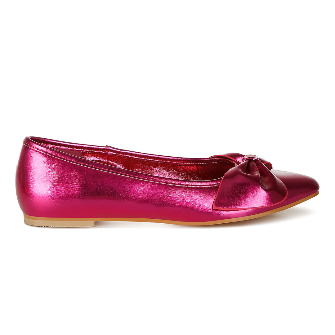 metallic pleather bow ballerinas
#color_fusia