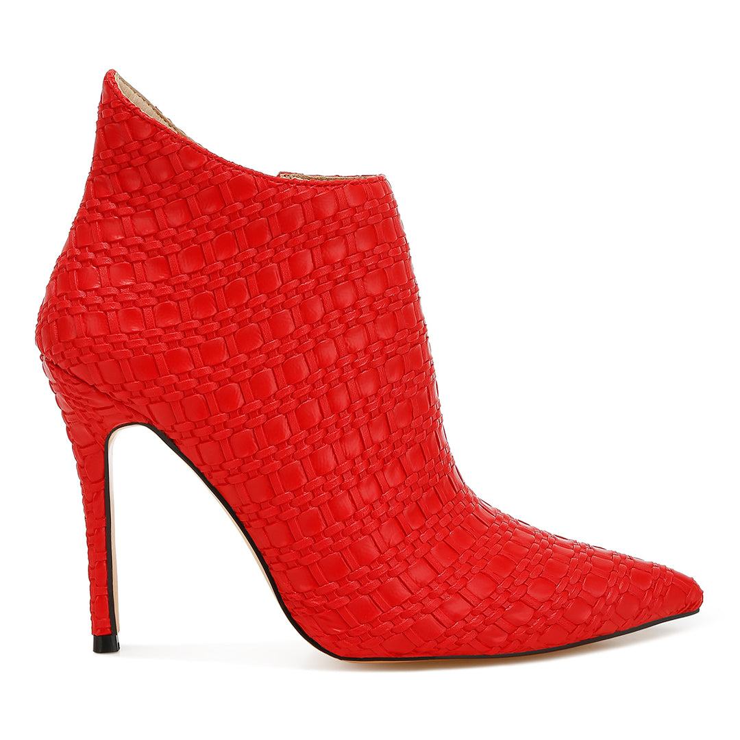 embossed concave cut ankle boots#color_red