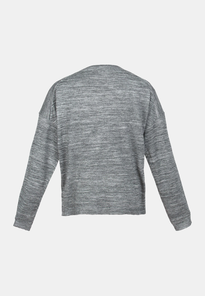women crew neck knit sweater#color_heather grey