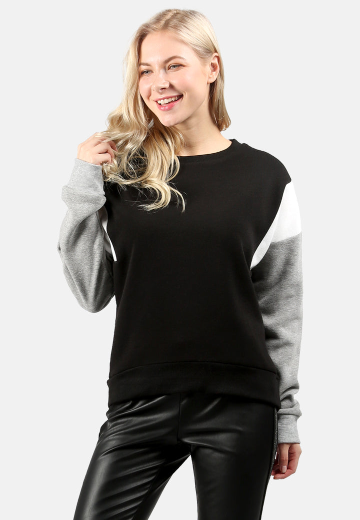 women color block sweatshirt in wine#color_black