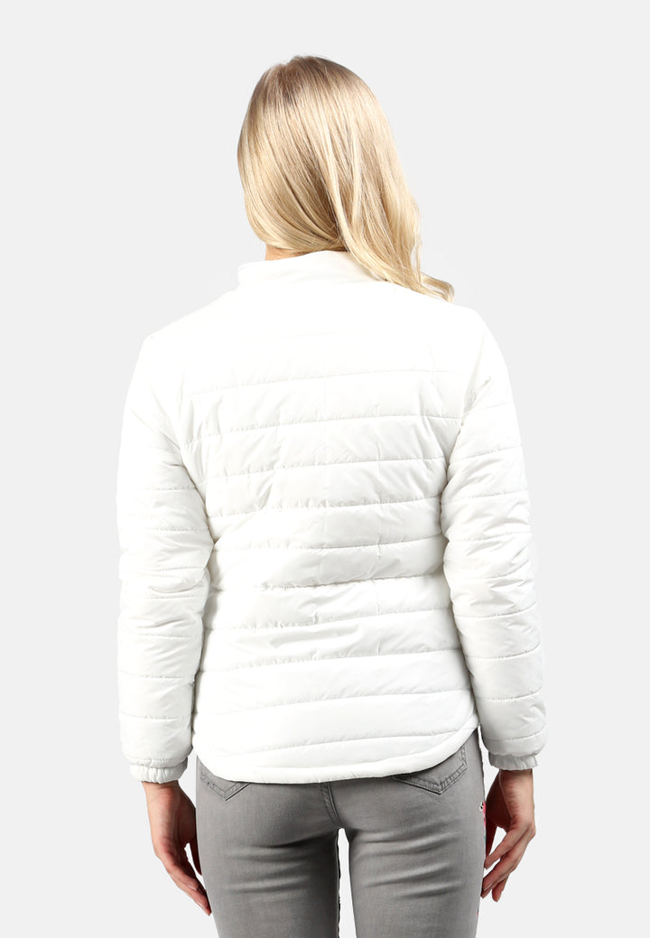 women puffer jacket with zipper closure#color_white