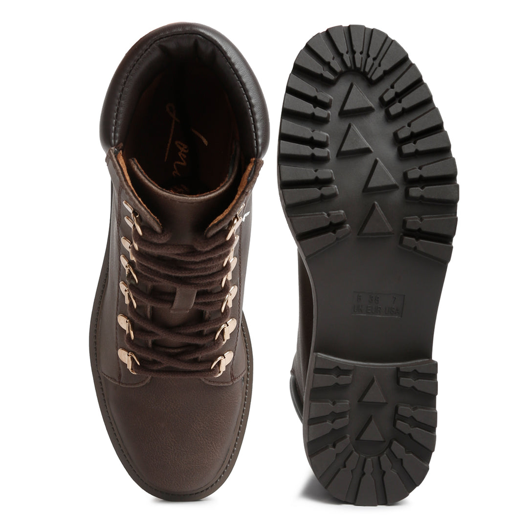 women smooth lace-up boots#color_chocolate