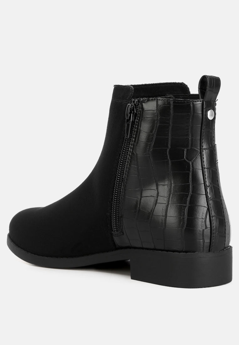 Women Croc Back Panel Chelsea Boots