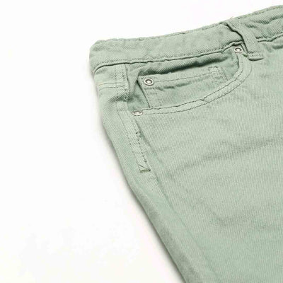 Green Jeans High Waist Raw Hem Shorts