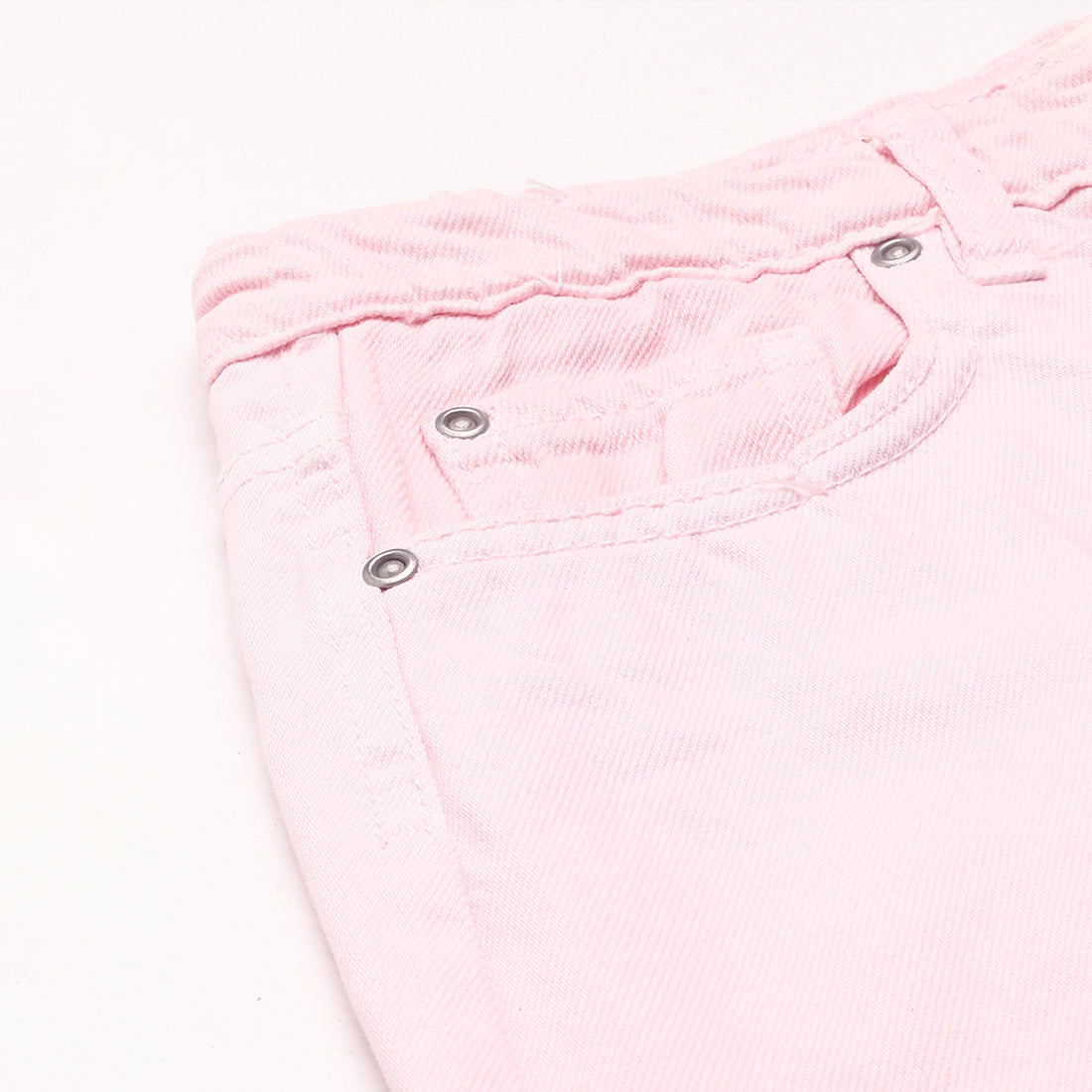 Pink Jeans High Waist Raw Hem Shorts