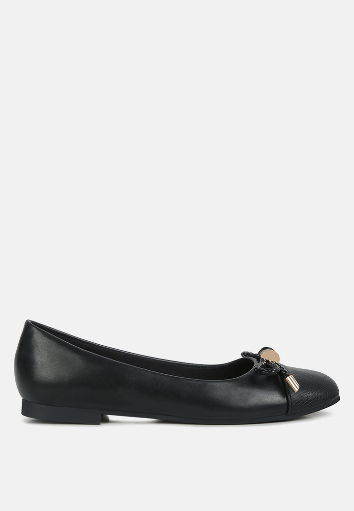 women metallic embellished flat ballerinas#color_black