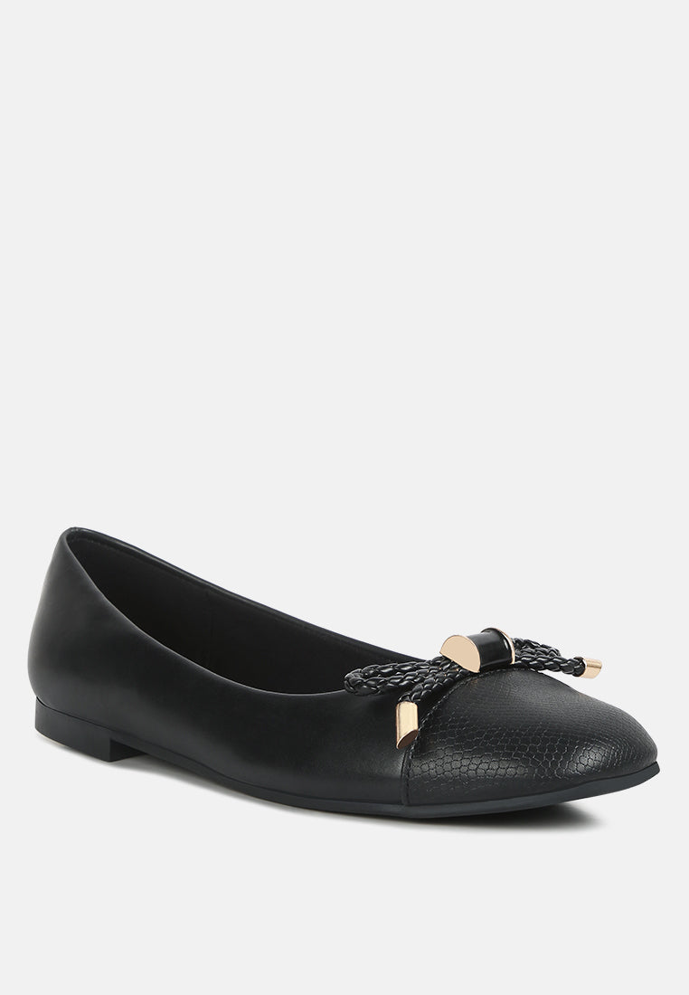 women metallic embellished flat ballerinas#color_black