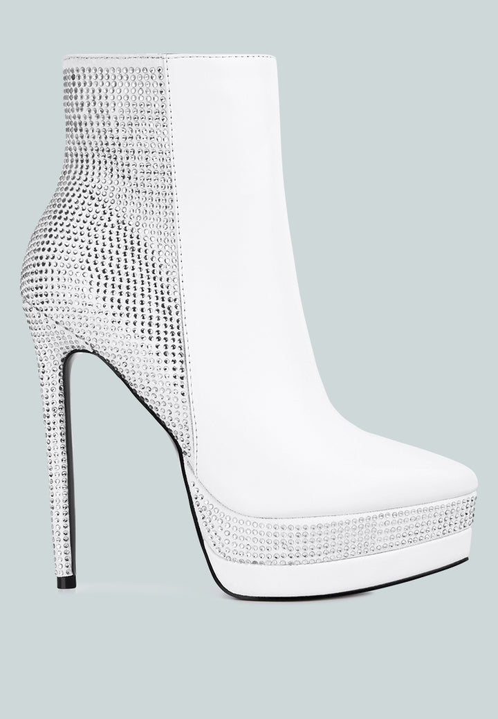 women diamante set high heeled ankle boot#color_white