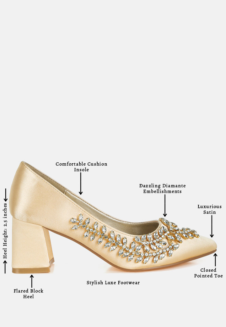 women satin diamante embellished pumps#color_beige