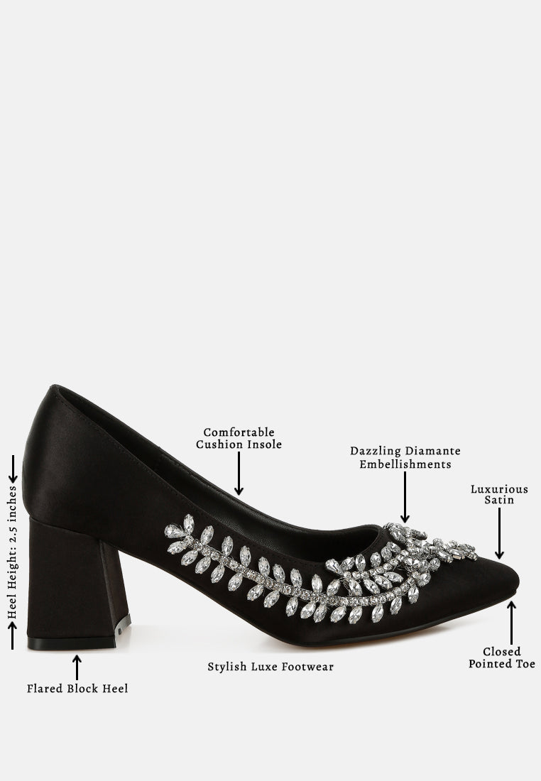 satin diamante embellished pumps#colour_black