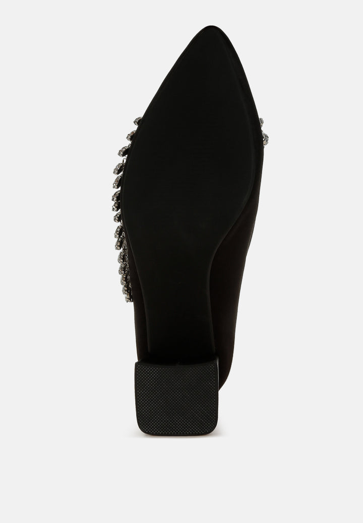 satin diamante embellished pumps#colour_black